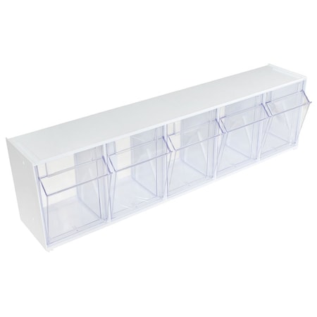 Harloff Five Compartment Medical Tilt Bin, Rail Clip Mount TILTBIN5RC